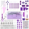 235-Piece Purple Plastic Cake Decorating Kit with Stainless Steel Tools, Storage Box, 100 Piping Bags, 48 Icing Tips, Scrapers, Spatulas - Floral & Smooth Cookie Baking Supplies, Gift for Beginners, Wedding/Birthday Party Tools