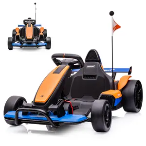 24V Kids Electric Drift Go Kart, 7.5MPH Ride On Toy with Safety Design, Bluetooth, LED Lights, Safety Belt, 2 Speeds, for Boys Girls Ages 6+