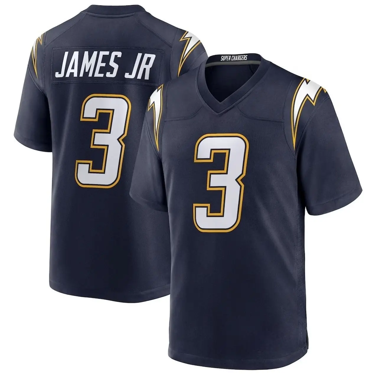 Unisex Football inspired by James Jr. 3 Los Angeles Alternate Super Chargers Game Jersey - Navy