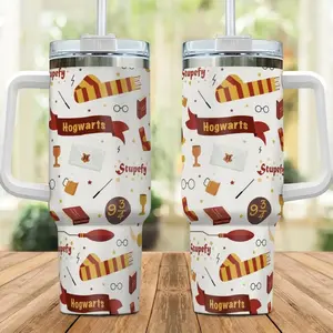 H Potter Wizard School Tumbler, Magic Academy Drinkware, Fantasy Book Fans Cup, Insulated Stainless Steel Tumbler