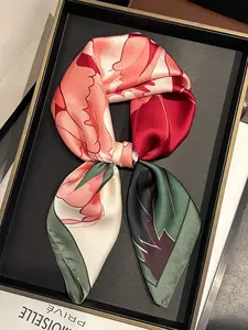 Fashionable Floral Print Square Scarf, Two-In-One Decorative Neck Gaiter, Warm and Stylish, Perfect for Travel and Dates