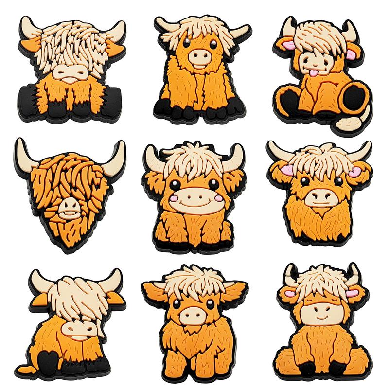 Cartoon Cow Croc Shoe Charms for Kids Boys Girls Women Men PVC Wristband Sandals Clog Accessories Party Favor with Dragon and Character Designs Footwear