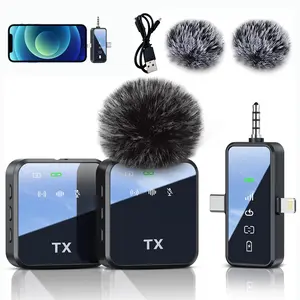 3 in 1 Microphone for iPhone/Android/Camera, Wireless Lavalier Microphone, 328ft Transmission, 18H Battery Life, Mini Microphone for Record Interview, Vlogs