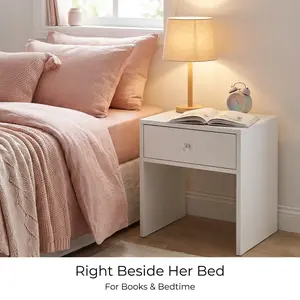 Modern Bedside Table with Drawer, Simple Nightstand for Bedroom Storage & Organization cute