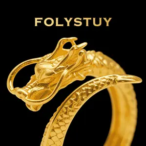 【5 mm Wide Open Ring】【FOLYSTUY(YNZ06)】Dragon Design Unique Fashion Jewelry