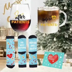 Ideal Gifts for Nurse-Before Patients After Patients Gift Set-Stemless Wine Glass Set for Doctors Drinkware Reusable Tumbler Cup Washable Coffee Mug