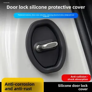 Car Door Lock Latch Protector Pad Door Shock Absorption Silicone Protector Door Buffer Door Lock Latch Rubber Sleeve Lock