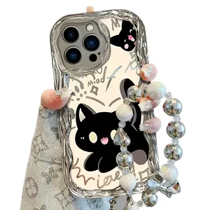 Black Cat Protective Case for iPhone 11 12 13 14 15 16 X/XS XS Max 16 Pro Max 15 Plus 11 Pro Soft Phone Protection White Cover Protector Shockproof Casing