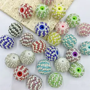 15pcs/30pcs 20mm Shiny high-quality fashion random color vertical stripes Rhinestone Beads, Round Loose Charms, perfect for DIY jewelry, mobile phone pendants, beadable pens,accessories, keychains and handicrafts, DIY Crafts, and Christmas Ornaments