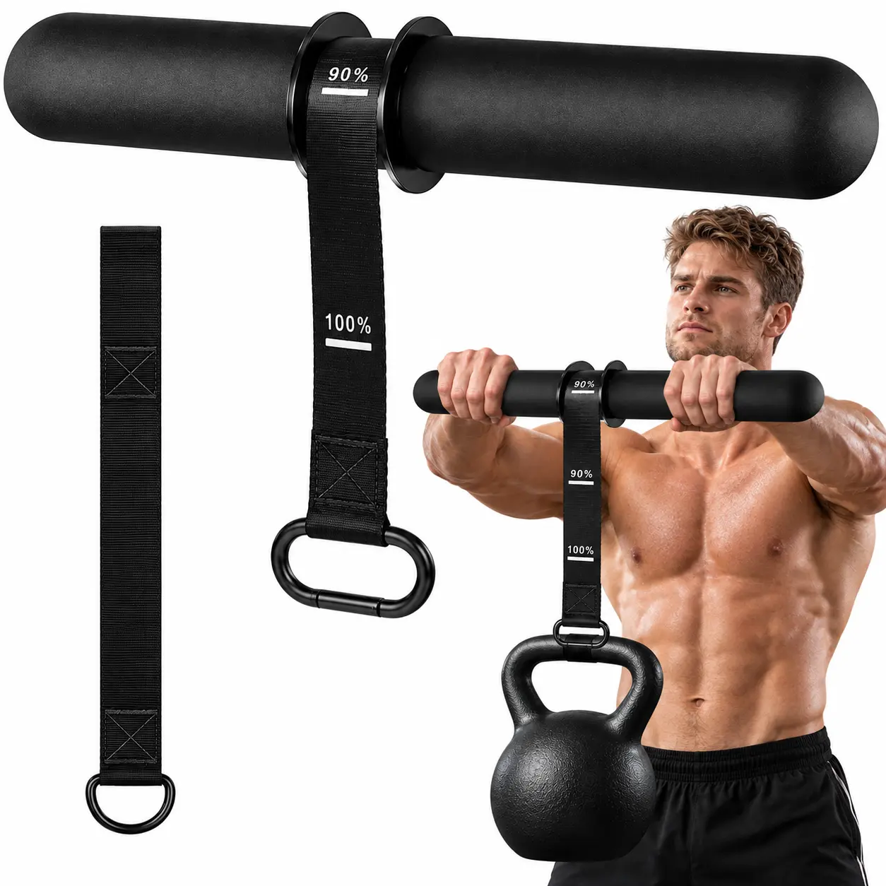 Forearm & Wrist Strength Training Arm Workout Machine - Thick Handle Exerciser, Customizable Nylon Extension Strap, 220lbs Capacity, for Comprehensive Arm and Forearm Workouts
