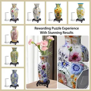 164 Piece 3D Puzzle Vase, Creative, DIY Appeal, Dual Flower Pattern, Floral Patterns, Abs Material, No Battery Required, Ideal for Home Office Decor, Holiday Gift