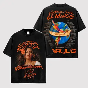 Viajando Por El Mundo Tropitour  Premium Cotton T-Shirt, La Bichota Shirt, Latin Queen Fans, Latin Pop Graphic Tee, Concert Tour Merch, Cute Festival Summer Tee, Unisex Gift Shirt
