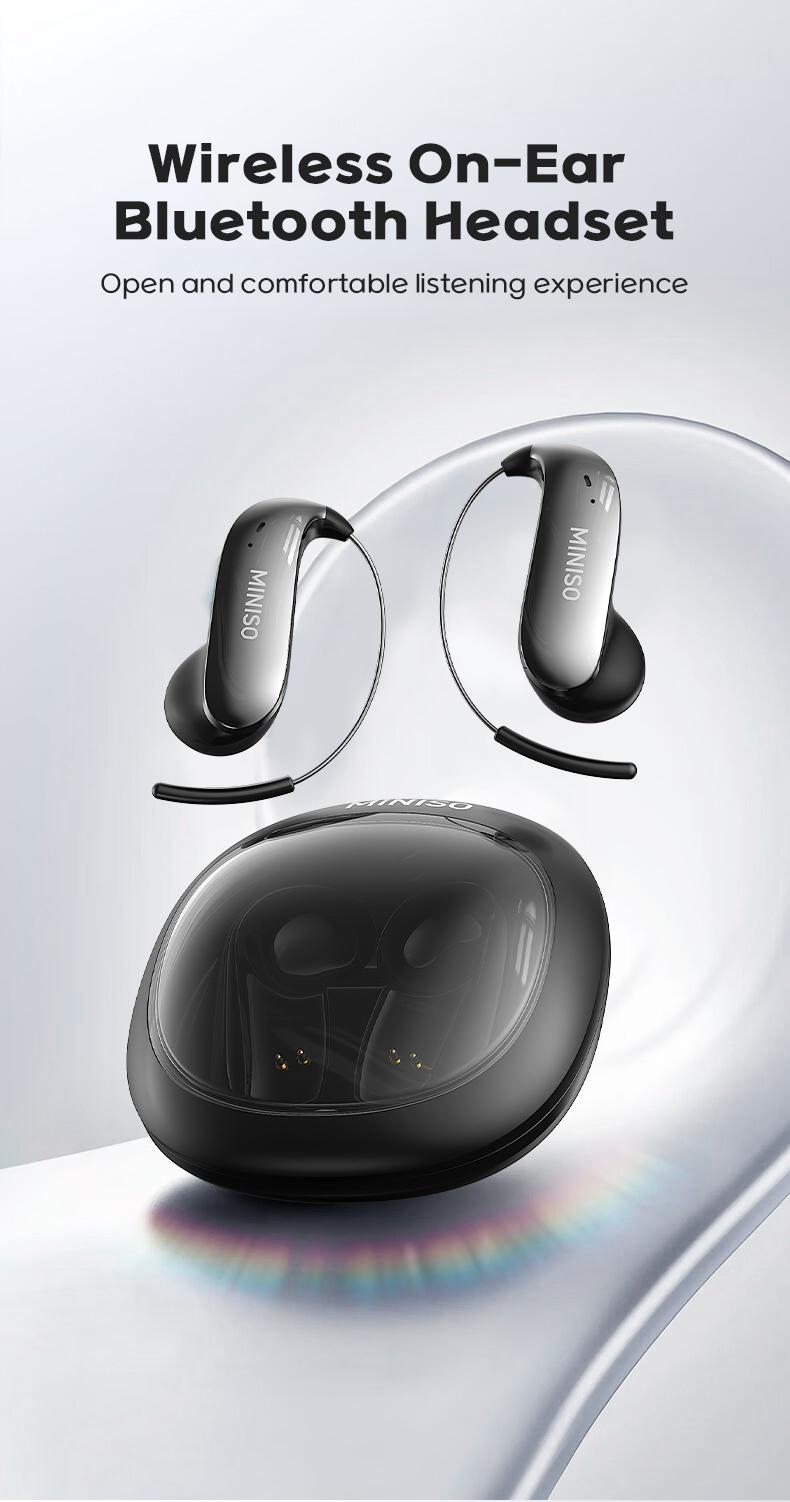 MINISO Wireless EarBuds - Bluetooth Headphones with Zero‑Gravity Titanium Ear‑Hook Design, Noise Isolation, Wireless Earbuds Headset Bluetooth 6.0, IPX5 Waterproof & Sweatproof, Ideal for Travel & Electronic Gifts for Men and Women