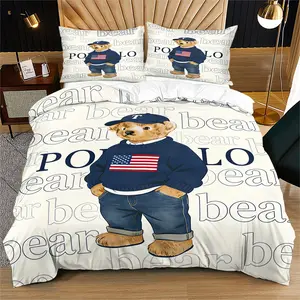 Bear Print Bedding Set, Includes 1 Quilt Cover and 1 or 2 Pillowcases, Excludes Quilt and Pillow Inserts, Suitable for Bedroom or Dormitory Bedding Sets, Ideal for Gifting or Personal Use, Soft Bedding Sets