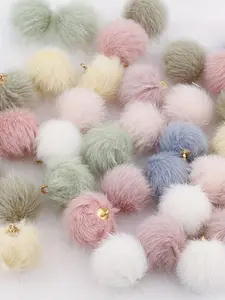 Random Color Pom Pom Pendant, Faux Rabbit Hairball Pendant, DIY Accessories for Earrings, Hair Accessories, Keychain, Pom Pom Charm, Diy Craft Embellishments