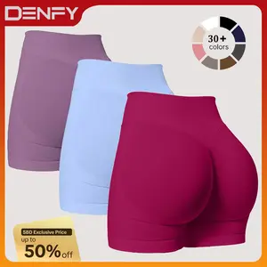 DENFY Impact Shorts Fitness Gymwear Hip-Lifting Seamless Yoga Shorts Compression Impact Shorts Sportswear  Hidden Scrunch Butt lifting Shorts