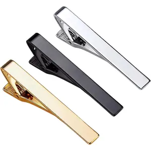 Roctee 3 Pack Clip For Tie, Men's Tie Clips Gold Silver Black Classic Suit Tie Bar Clip-on Necktie Pin, Regular Business Mens Daily Outfit Wedding Accessory