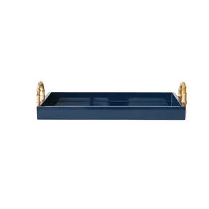 21-1/2"L MDF/Wood/Metal Tray, Navy