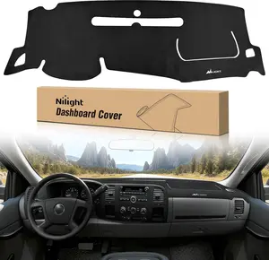 Nilight Dash Cover for 2007‑2013 Chevy Silverado / GMC Sierra 1500 2500 3500, Suede Dashboard Mat Sunshade Glare Dashboard Protector Truck Interior Accessories Black