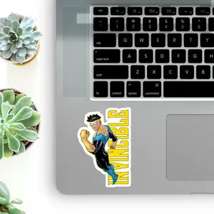 Bold Invincible Comic Vinyl Sticker, Hero Pose Logo Sticker, Decal for Laptop, Bottle, Superhero Fan Gift