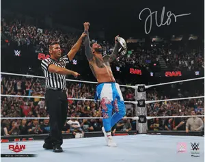 Jey Uso WWE Autographed 16" x 20" Raising Intercontinental Championship Photograph - Fanatics Authentic Certified