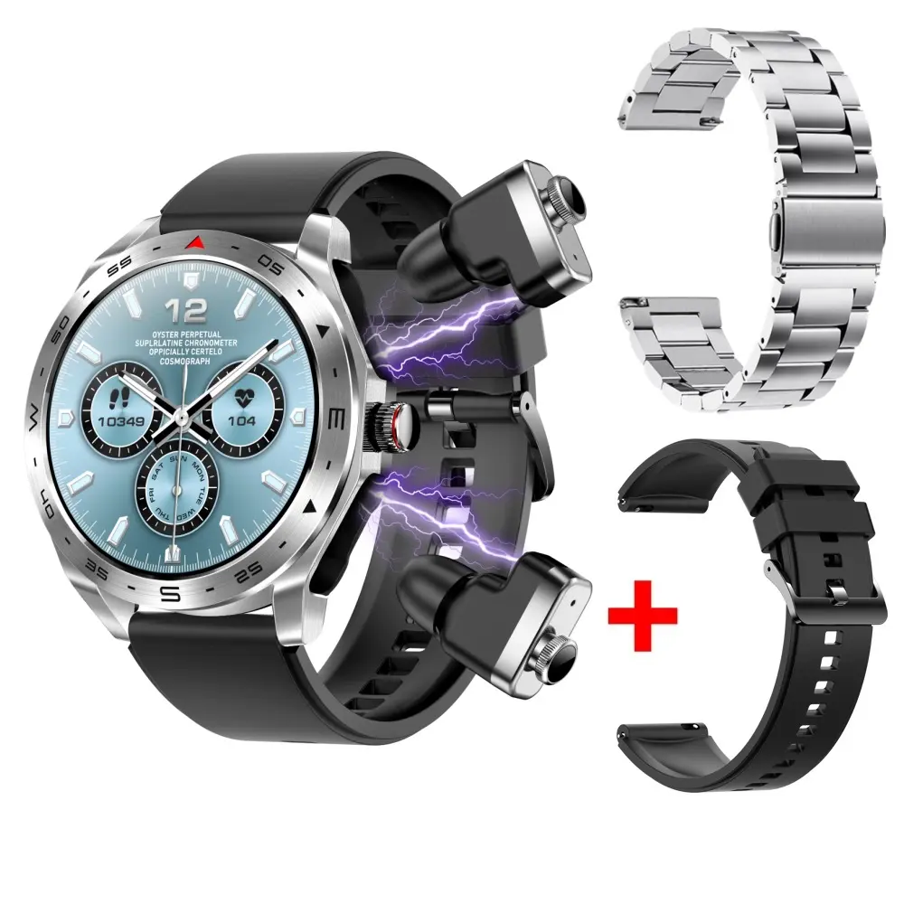 T95 2-in-1 Wristwatch with TWS Earbuds - Universal Bluetooth Music Smartwatch, Health and Fitness Monitoring Device, Fitness Sleep Tracker, AI Voice Assistant for Calls, Message Alerts, Ideal Gift for Adults