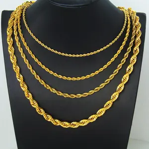 twist rope chain necklace for men women, necklaces, vanlentino's day gift, stainless steel chain hip hop Luxury Jewelry