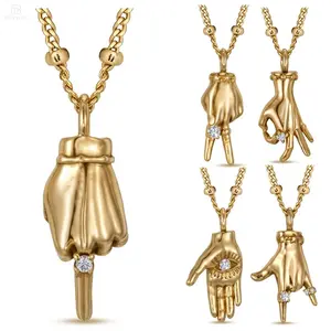 Personalized Gold Plated Hand Gesture Pendant Necklace for Women Men – Dainty Cubic Zirconia Peace Sign Evil Eye Charm Charm Chain, Edgy Statement Jewelry Gift for Best Friend outdoor fun summerwins