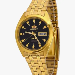 ORIENT Men's 3 Star Standard Gold Tone Black Dial Automatic Watch