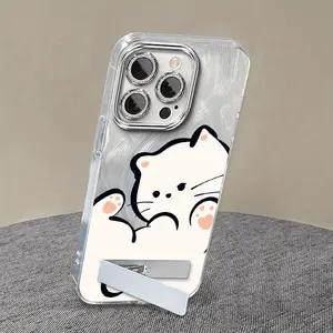 1 Piece iPhone 13 Pro Phone CasesAgile cat bracket and Butterfly Lanyard Pattern Casual Ready Comfortable feel Suitable For iPhone 13 Pro Case With Shockproof