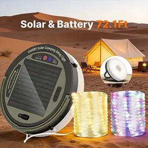 OGERY Solar Outdoor Lights Long Lasting 72.1ft Retractable LED String Lights with Powerful 5400mAh Rechargeable Battery, Solar & Battery Dual Powered Waterproof Outdoor Lights for Camping, Tent, Patio, Garden, Outdoor Party and Emergency Use