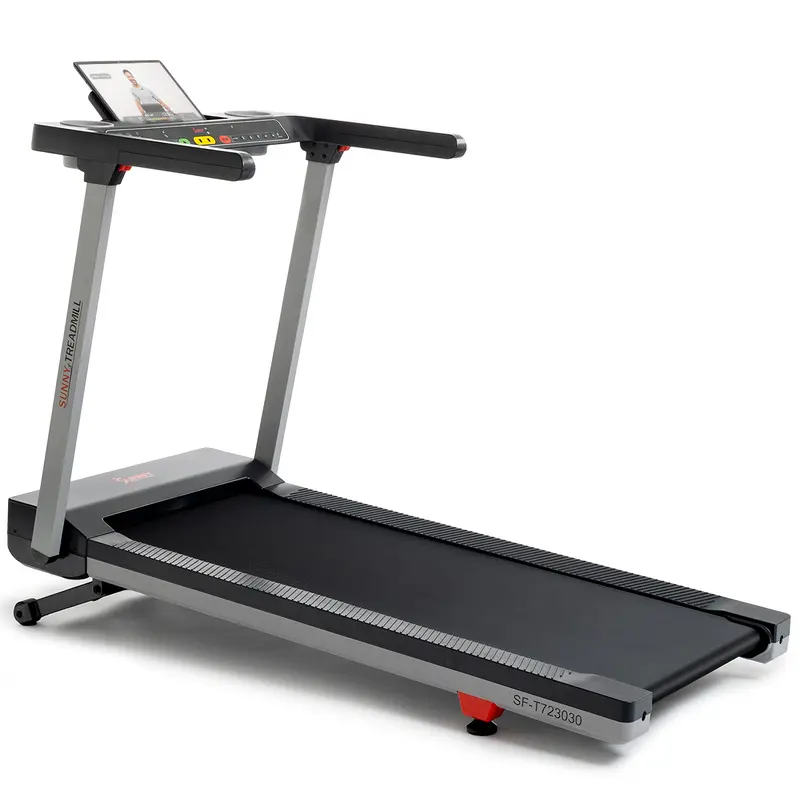 SUNNY Foldable Treadmill Fully Assembled with One Click Folding 20 Inch Wide Running Surface 300 lbs Capacity Up to 10 MPH 15 Auto Incline Levels Brushless Silent Motor Space Saving Home Gym Fitness Workout Running Machine Shock Absorption Easy Setup