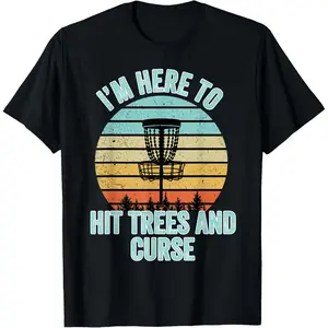 Disc Golf Shirt Funny Hit Trees and Curse Retro Disc Golf Gi T-Shirt,Made in USA