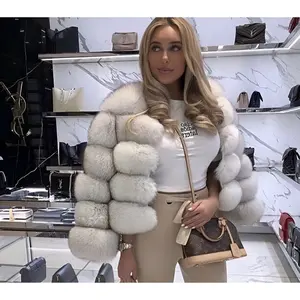 Women's Short Long Sleeve Faux Fox Fur Coat Jacket Ideal for Wear in Europe and America