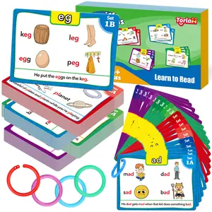 Torlam 4-Level Phonics Flash Cards for Kids, Learn to Read & Spell Sight Words Games, CVC, Digraphs, Long Vowels