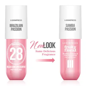 LANIMPRESS Samba Passion Body & Hair Fine Perfume Mist 3.0 FL.OZ Fruity Floral Notes Brazilian Jasmine & Pink Dragonfruit Flavor Fragrance Spray for Women Travel Size Long Lasting