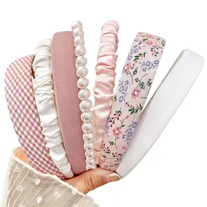 7-Piece Headband Set for Women and Girls – Non-Slip Floral Headbands, Padded Headbands, Cute Pearl Headband for Girls, Vintage Wide Headband
