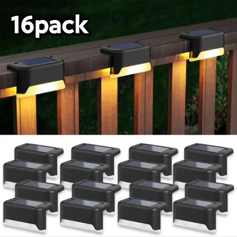 Solar Deck Lights Outdoor 16 Pack, Solar Step Lights Waterproof Led Solar lights for Outdoor Stairs, Step , Fence, Yard, Patio, and Pathway christmas