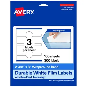 Avery Durable Waterproof Wraparound Labels with Sure Feed, 2-3/8" x 8"