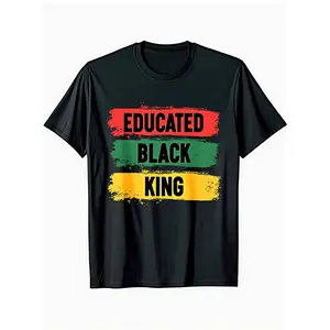 [100% Cotton] 100% Cotton Men's & Unisex African American Heritage T-Shirt - Heavyweight 180gsm Cotton Oversized Tee with Red/Yellow/Green Pan-African Colors - Educated Black King Shirt for Black History Month Gifts, Birthday Presents - Plus Size 1XL-5XL