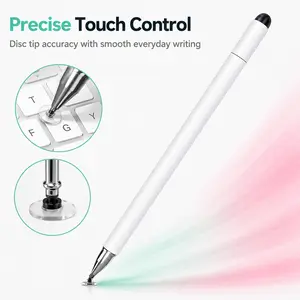 3-in-1 Stylus Pen for Touch Screens, Universal Capacitive Pen with Disc Tip & Ballpoint Pen, Compatible with Tablets, Phones, Switch and Laptops, No Charging No Bluetooth, Perfect for Notes, Drawing, School Gifts