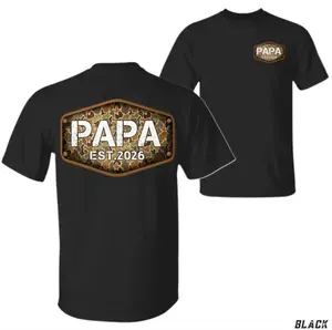 Papa EST 2026 Camo T-Shirt, Hunting Style Father Gift Tee, Outdoor Dad Shirt With Rustic Camo Badge, Perfect For New Dads, Father’s Day & Family Celebrations