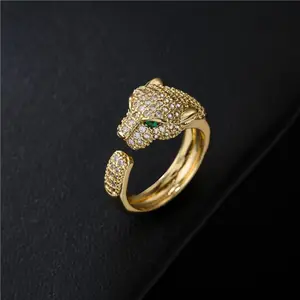 Fashion Full CZ Inlaid Animal Ring Opening Personality Unisex Ring Party Jewelry Gift