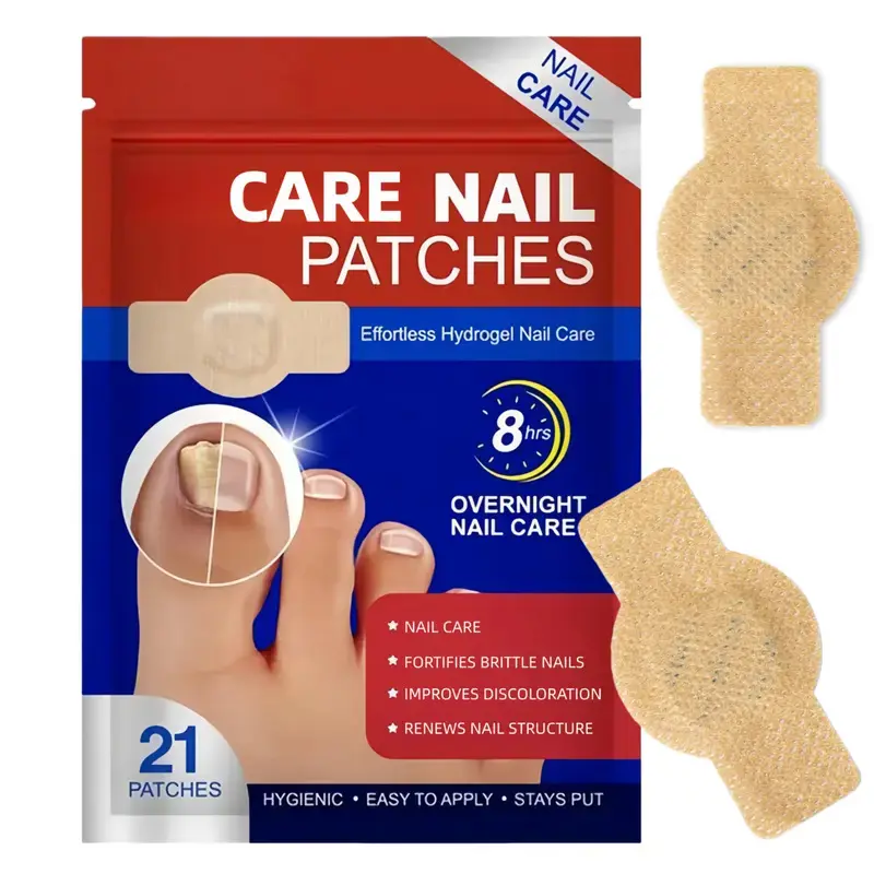 Fungal Nail Patches, 21 Patches for Damaged Nails, Toenail Repair Patches, Breathable, Comfortable, Elastic Fabric, Herbal Extracts for Simple Foot Nail Care
