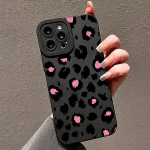 Pink Leopard Pattern Phone Case, All-inclusive Anti-fall Phone Case, Shockproof Cases Cover Phone Cases for iPhone X 11 12 13 14 15 Pro Max, Phone Cases