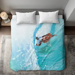 360 stand King Size Duvet Cover Bed Comforter Set - Contemporary Beach Vibe Microfiber Bedding, Surfer Wave Scene Design, Sea Turquoise, for King Size Beds, Ocean Themed Bedrooms, Bed Sheets