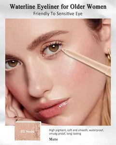 Waterline Eyeliner Pencil, Cream Gel Eyeliner Waterline Waterproof Smudge-Proof Long-Wearing, Intense Color