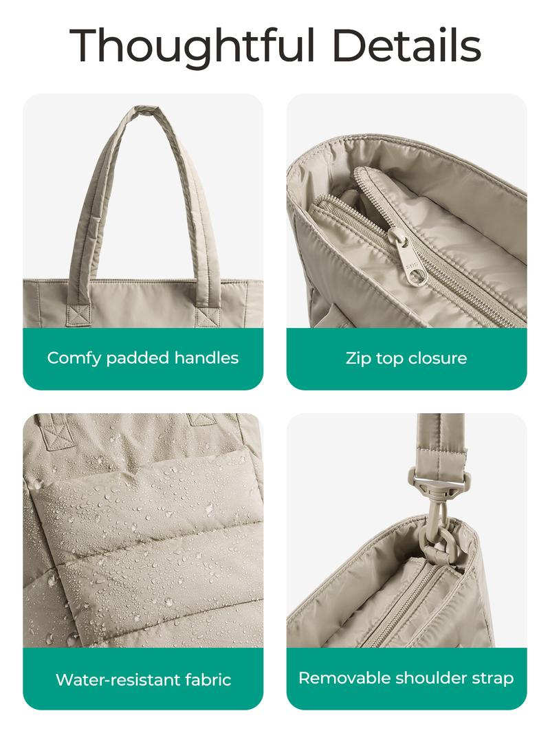 BAGSMART Bubble 21L Puffty Tote Bag for Women with Removable Crossbody Strap Lightweight Shoulder Bag for School Travel Work 15.6" Laptop Friendly Water-Repellent Fabric TikTokShopHolidayHaul