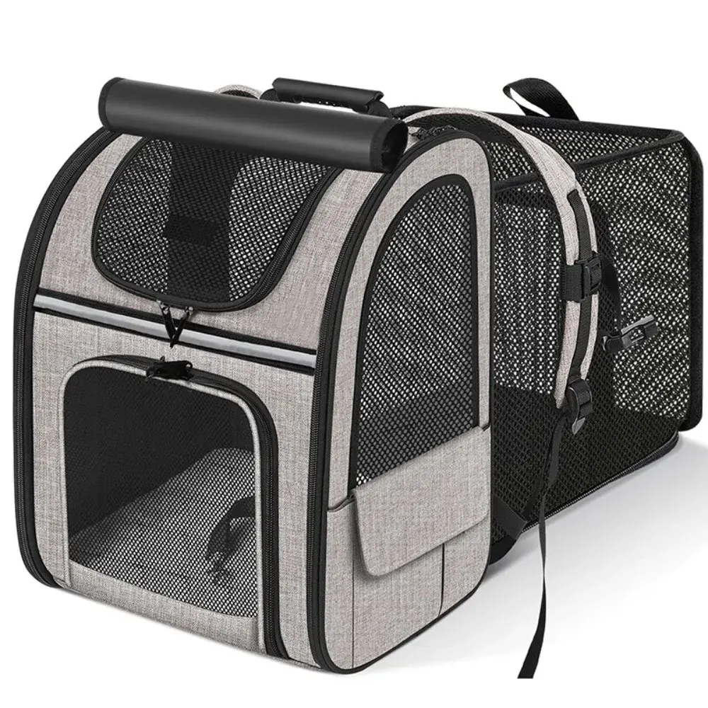Expandable Pet Carrier Backpack for Cats - Durable & Foldable Camouflage Fabric, Cool and Comfortable Straps, Zipper, Buckle, Breathable, Large Extra Room, Easy Storage, Travel Safe Use (Dry Clean Only)