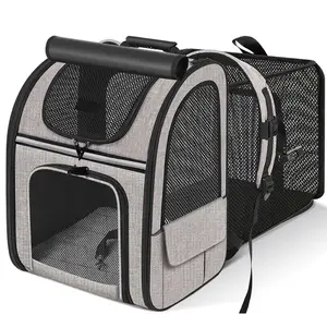 Expandable Pet Carrier Backpack | Large Capacity, Breathable & Foldable Cat & Puppy Bag for Travel & Motorcycle Riding